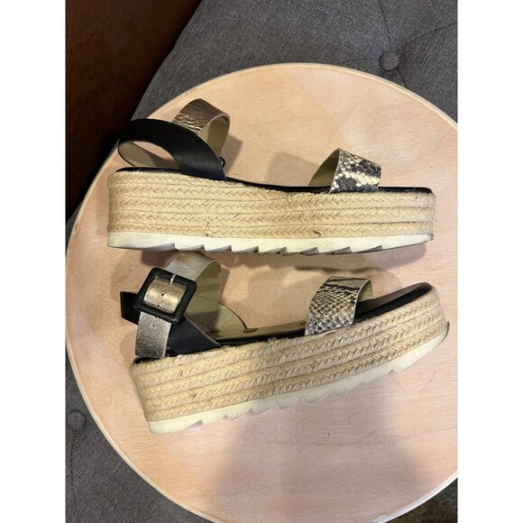 Boden women’s wedge sandals Size 5.5 Lena snakeskin black metallic - Picture 6 of 11